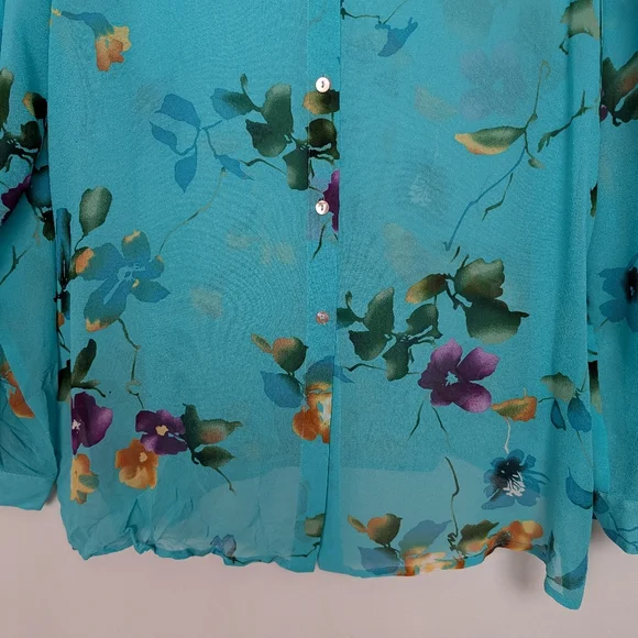 Coldwater Creek 100% Silk Floral Blouse - Picture 4 of 10